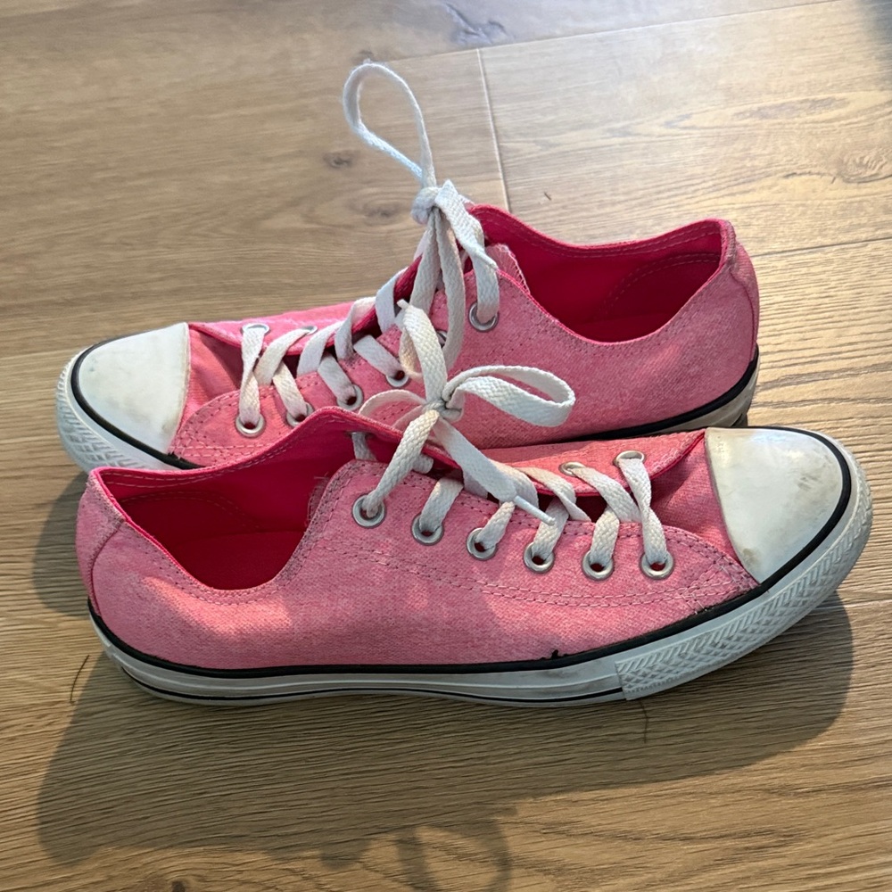 Converse Pink Canvas Shoes with White Accents